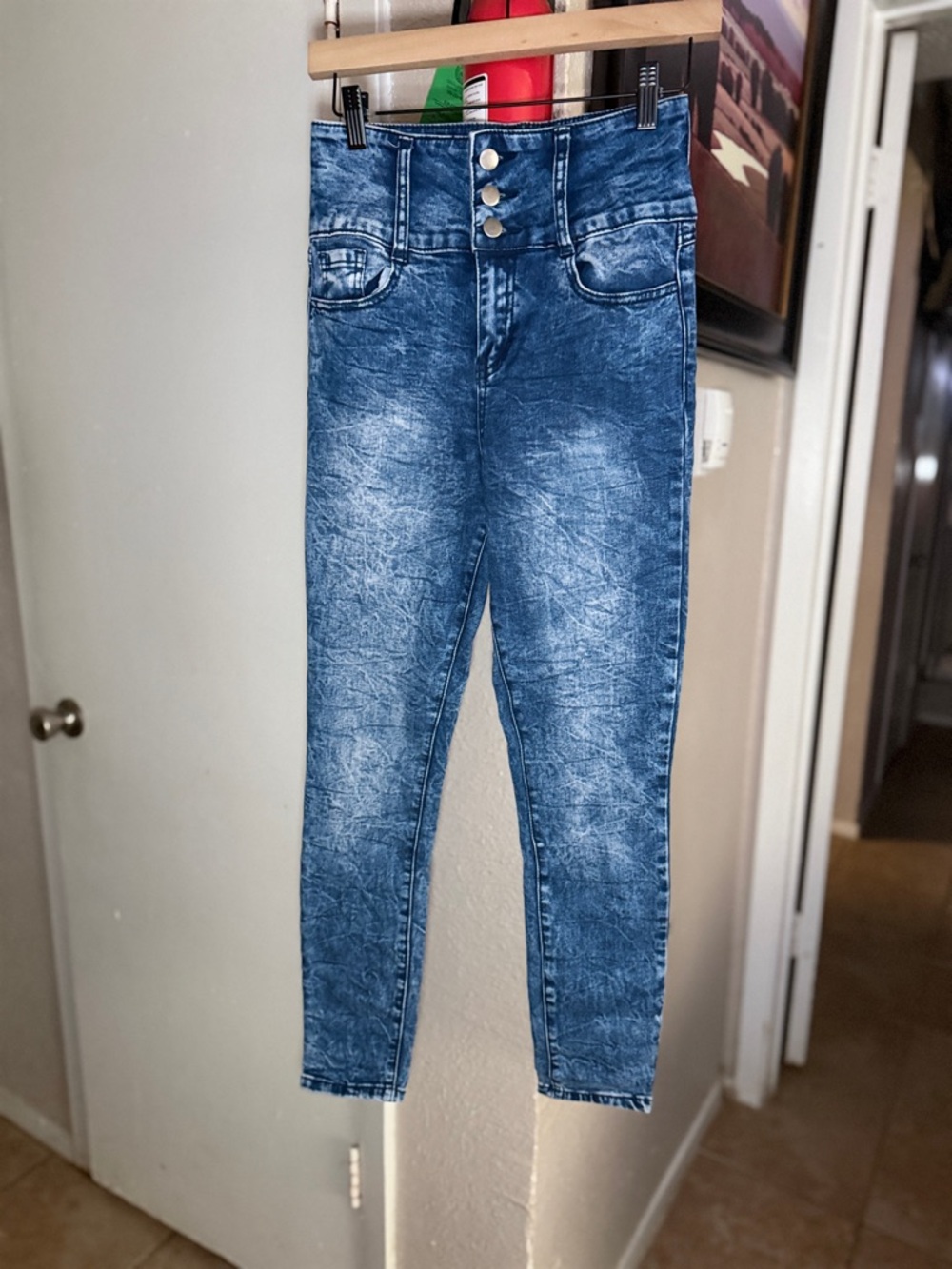 Fashion Nova High-Rise Distressed Blue Skinny Jeans